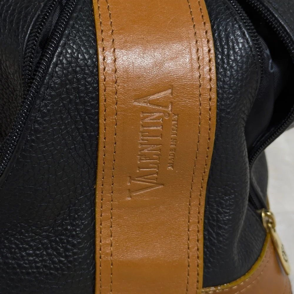 Valentina Convertible Black‎ Brown Leather Shoulder Crossbody Sling Backpack